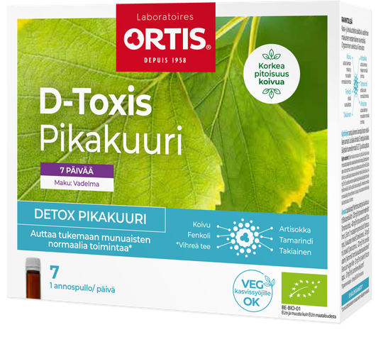 D-Toxis Detox Pikakuuri Vadelma 7x15 ml Luomu