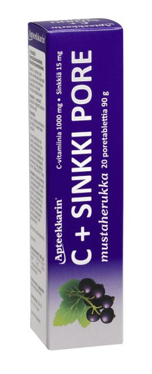 Apteekkarin C+ Sinkkipore mustaherukka 20 tabl