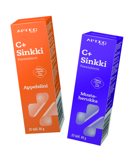 Apteq C + sinkki poretabl. Mustaherukka 20 kpl