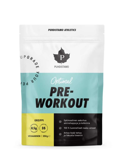 Puhdistamo Athletics Optimal Pre-Workout + kofeiini, 350 g, Greippi