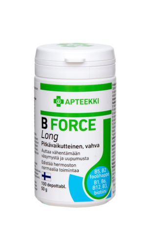 Apteekki B-vitamiini force long 100 depottablettia