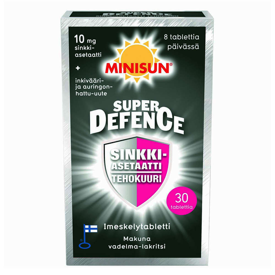 Minisun Super Defence Sinkkiasetaatti 30 tabl Vadelma-Lakritsi